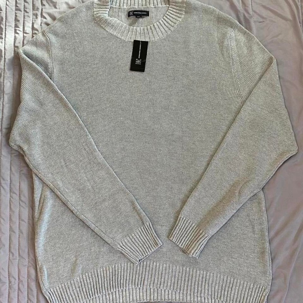 I N C - Light grey with silver sparkles knit sweater size XXL‎
